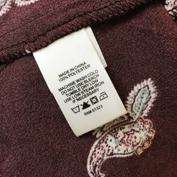 1.State Women's Paisley Petals Ruffle Slit Sleeve Top Crepe Blouse XXL Bateau - Picture 8 of 8